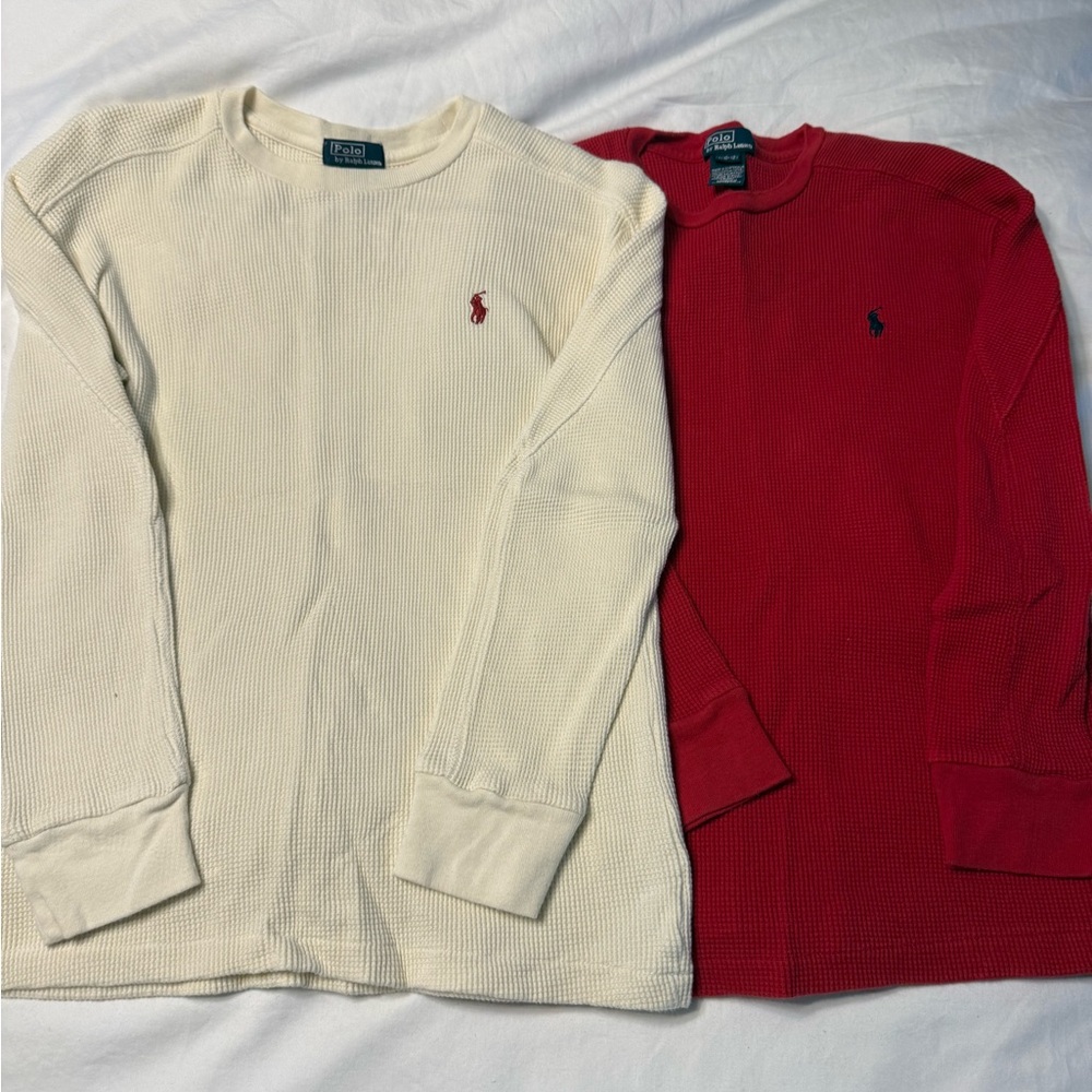 Ralph Lauren Cream and Red Long Sleeve Shirts youth M (10-12)